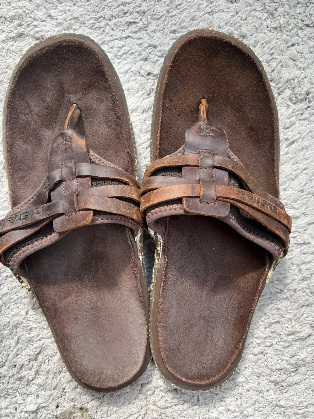 cushe Brown Leather Men's Slide Sandals
